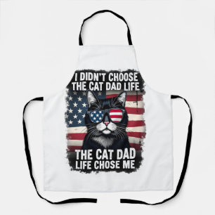 Vintage American Flag Cat Dad Father's Day Kitten Apron