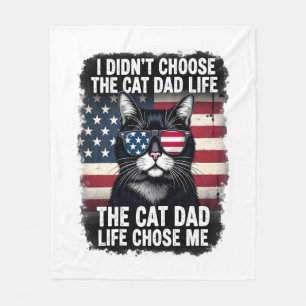 Vintage American Flag Cat Dad Father's Day Kitten Fleece Blanket