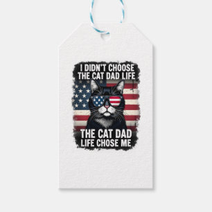 Vintage American Flag Cat Dad Father's Day Kitten  Gift Tags