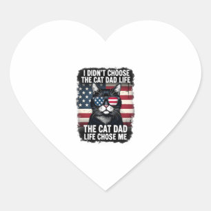 Vintage American Flag Cat Dad Father's Day Kitten Heart Sticker