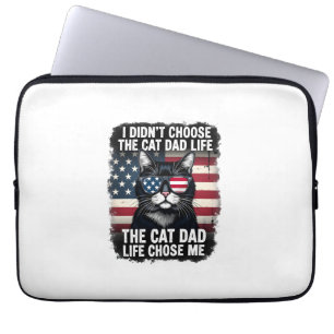 Vintage American Flag Cat Dad Father's Day Kitten  Laptop Sleeve