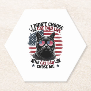 Vintage American Flag Cat Dad Father's Day Kitten Paper Coaster