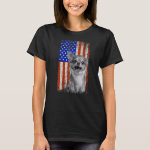 Vintage American Flag Chihuahua Dog Dad Mum Puppy T-Shirt