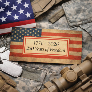 Vintage American Flag Company Name 250th Birthday Business Card