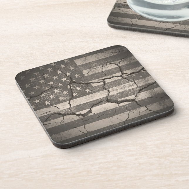 Vintage American Flag Cracked Coaster (Left Side)