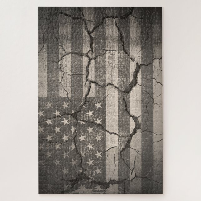 Vintage American Flag Cracked Jigsaw Puzzle (Vertical)