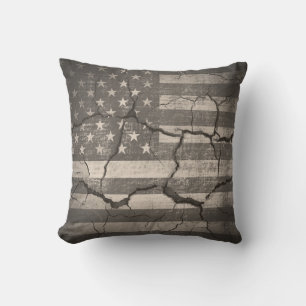 Vintage American Flag Cracked Wall Pillow