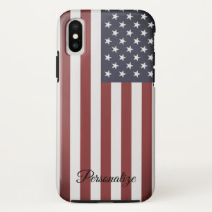Vintage American flag custom name iPhone X Case