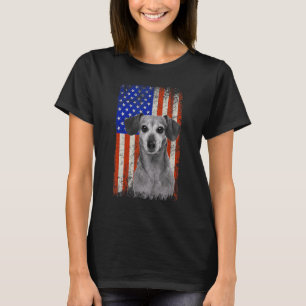 Vintage American Flag Dachshund Dog Dad Mum Puppy T-Shirt