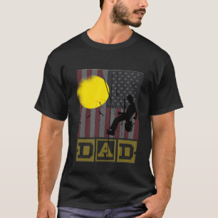 Vintage American Flag Dad Lineman Electric Cable F T-Shirt