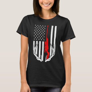 Vintage American Flag Deer Hunting Camping Lover T-Shirt