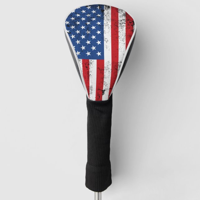 Vintage American Flag Design Red White Blue USA Golf Head Cover (Front)