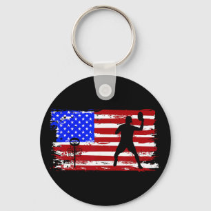 Vintage American Flag Disc Golf Men Women Youth Key Ring