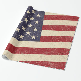 Vintage American Flag Distressed Effect Wrapping Paper
