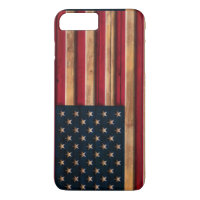 Vintage American Flag Distressed Wood Look
