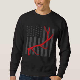 Vintage American Flag Elk Hunting Funny Usa Bow Hu Sweatshirt