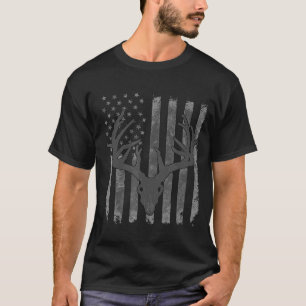 Vintage American Flag Elk Hunting Funny Usa Bow Hu T-Shirt