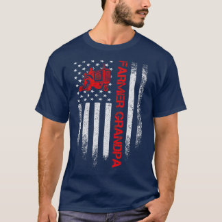 Vintage American Flag Farm Farmer Tractor T-Shirt