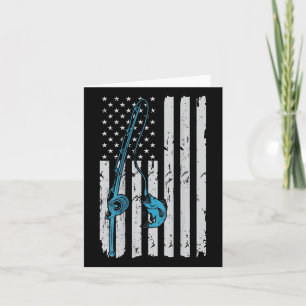 Vintage American Flag Fishing Fisherman Patriotic  Card