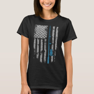 Vintage American Flag Fishing Rod For Fishing T-Shirt