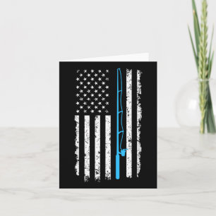 Vintage American Flag Fishing Rod Short Sleeve Card