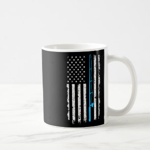 Vintage American Flag Fishing Rod Short Sleeve Coffee Mug