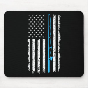 Vintage American Flag Fishing Rod Short Sleeve  Mouse Mat