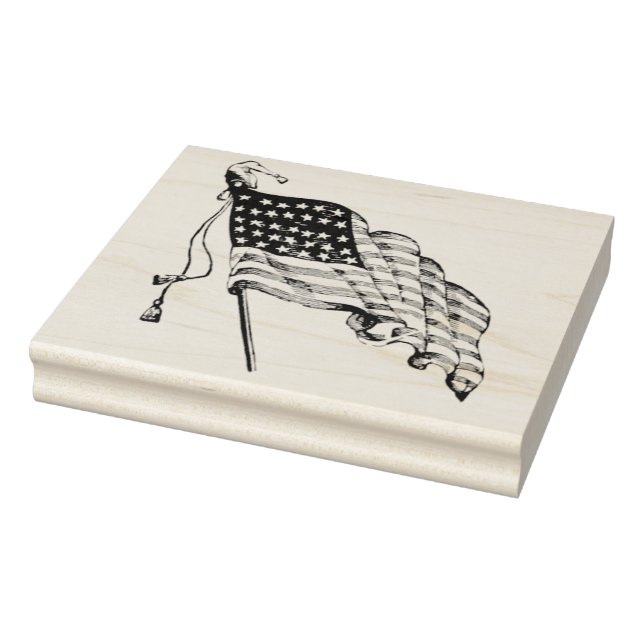 Vintage American Flag Flying Rubber Art Stamp (Stamp)