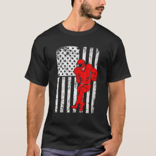 Vintage American Flag Football Lover Team Retro 4T T-Shirt