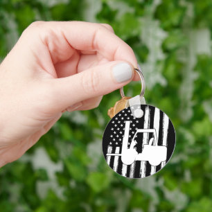 Vintage American Flag Forklift Key Ring