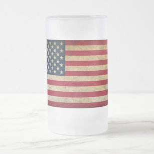 Vintage American Flag Frosted Glass Mug