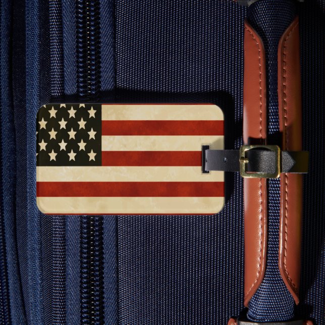 Vintage American Flag GIFTS Luggage Tag (Front Insitu 4)