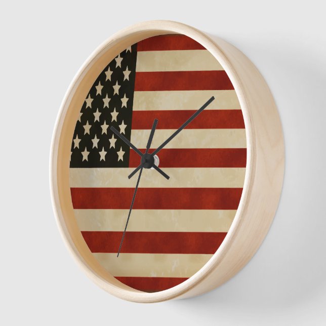 Vintage American Flag GIFTS Wall Clock (Angle)