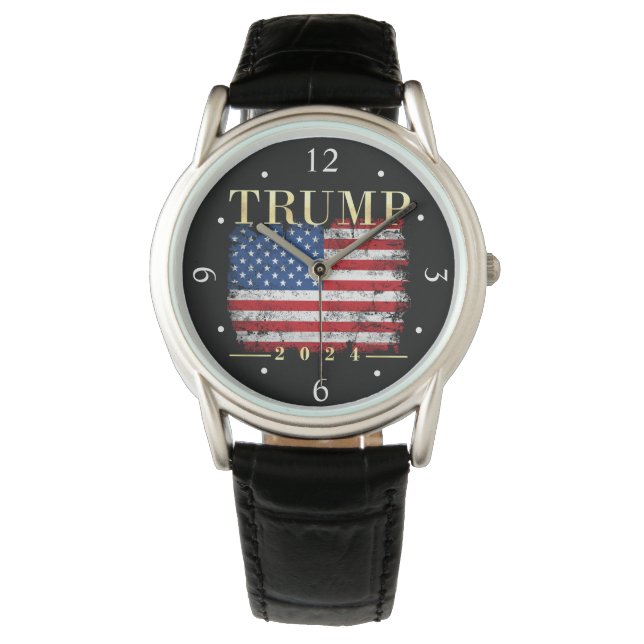 Vintage American Flag Gold Trump 2024 Watch (Front)