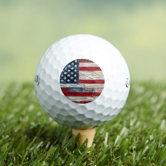 Vintage American Flag Golf Balls - Distressed Rag  (Insitu Tee)