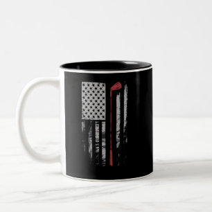 Vintage American Flag Golf Club Gift Golfer Two-Tone Coffee Mug