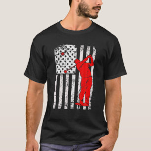 Vintage American Flag Golf Lover Team Retro 4Th Ju T-Shirt