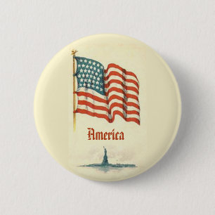 Vintage American Flag Gratitude Button