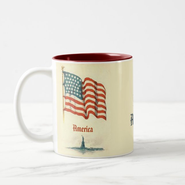 Vintage American Flag Gratitude Coffee Mug (Left)