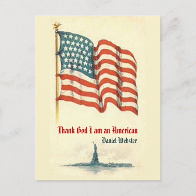 Vintage American Flag Gratitude Postcard (Front)