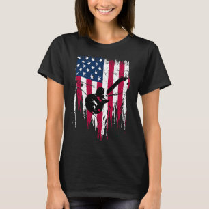 Vintage American Flag guitar USA family matching 4 T-Shirt