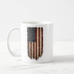 Vintage American Flag Hearts Patriotic USA Design Coffee Mug