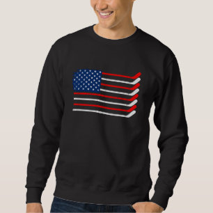 Vintage American Flag Hockey Player Funny Ice Hock Sweatshirt