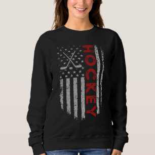 Vintage American Flag Hockey Stick For Hockey Love Sweatshirt