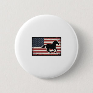 Vintage American Flag Horse Vector Art Design 6 Cm Round Badge