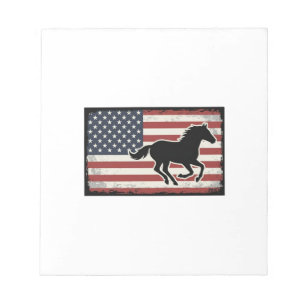Vintage American Flag Horse Vector Art Design Notepad