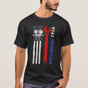 Vintage American Flag Hvac Technician Usa Hvac Tec T-Shirt