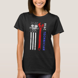 Vintage American Flag Hvac Technician Usa Hvac Tec T-Shirt