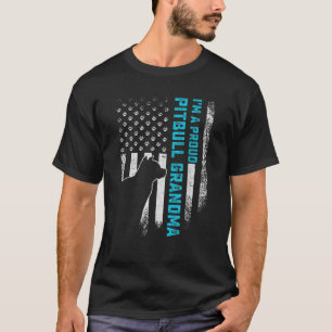 Vintage American Flag I m A Proud Pitbull Grandma T-Shirt