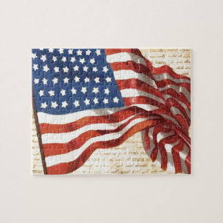 Vintage American Flag Illustration Jigsaw Puzzle